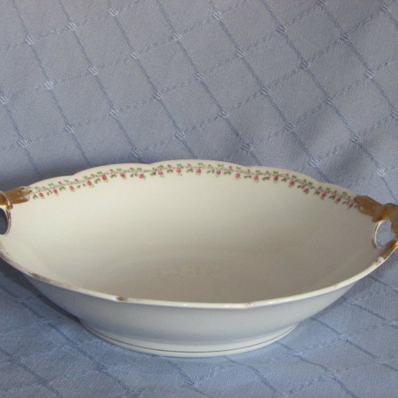 Antique Serving Bowl LIMOGES BERNARDAUD France Cottagecore Shabby Vintage Decor - Picture 9 of 11